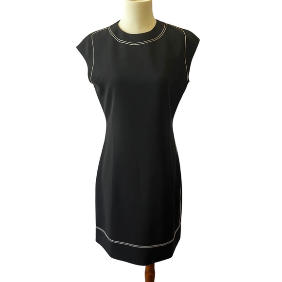 THEORY EMBROIDERED CAP SLEEVE SHIFT DRESS 6 MODERN CHIC CAREER CASUAL LUXURY - Picture 11 of 12